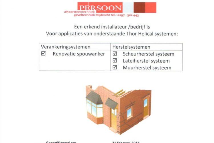 Thor Helical gecertificeerd erkend installateur bedrijf